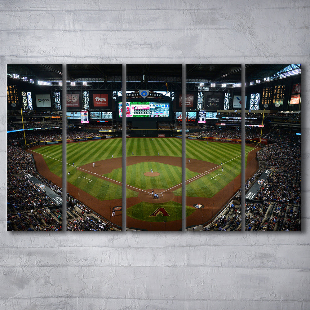 Chase field ball park in Arizona, Stadium Canvas, Sport Art, 5 Panel B, Extra Large Canvas, Canvas Print Wall Art