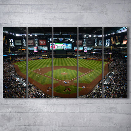 Chase field ball park in Arizona, Stadium Canvas, Sport Art, 5 Panel B, Extra Large Canvas, Canvas Print Wall Art