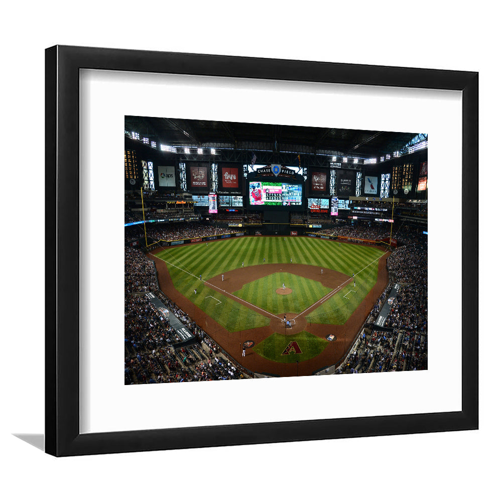 Chase field ball park in Arizona, Stadium Canvas, Sport Art, Gift for him, White Border Framed Art Print Wall Decor