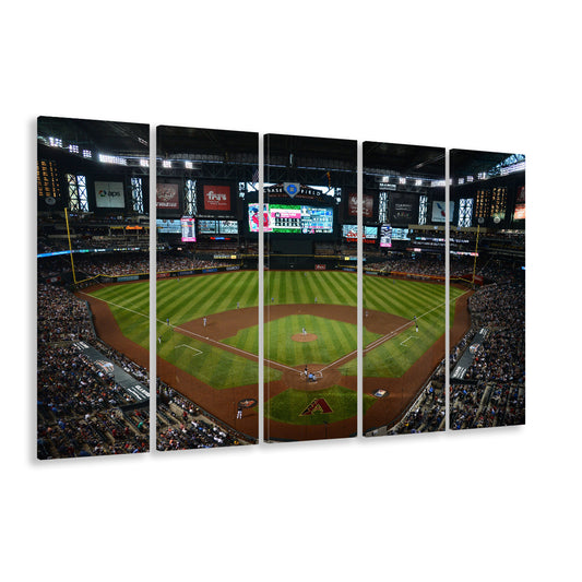 Chase field ball park in Arizona, Stadium Canvas, Sport Art, 5 Panel B, Extra Large Canvas, Canvas Print Wall Art