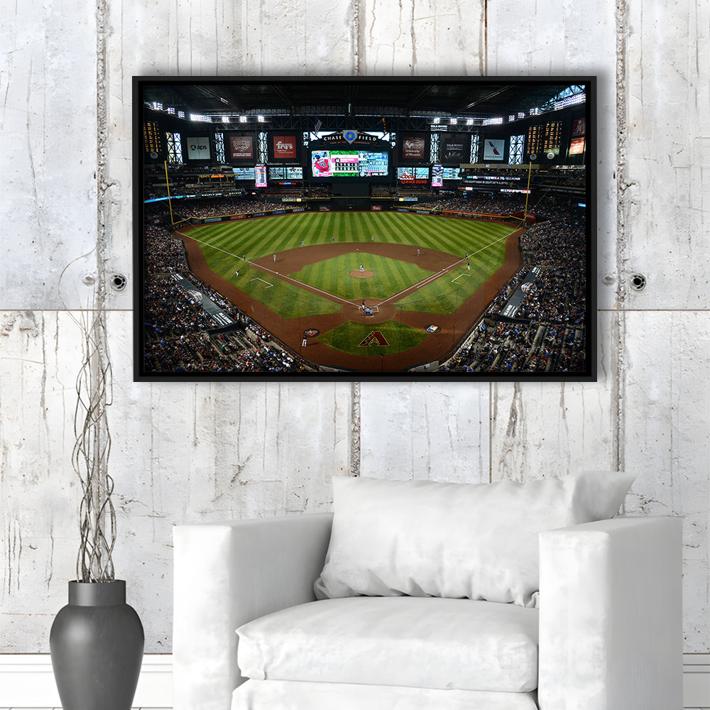 Chase field ball park in Arizona, Stadium Canvas, Sport Art, Framed Canvas Print Wall Art, Floating Frame