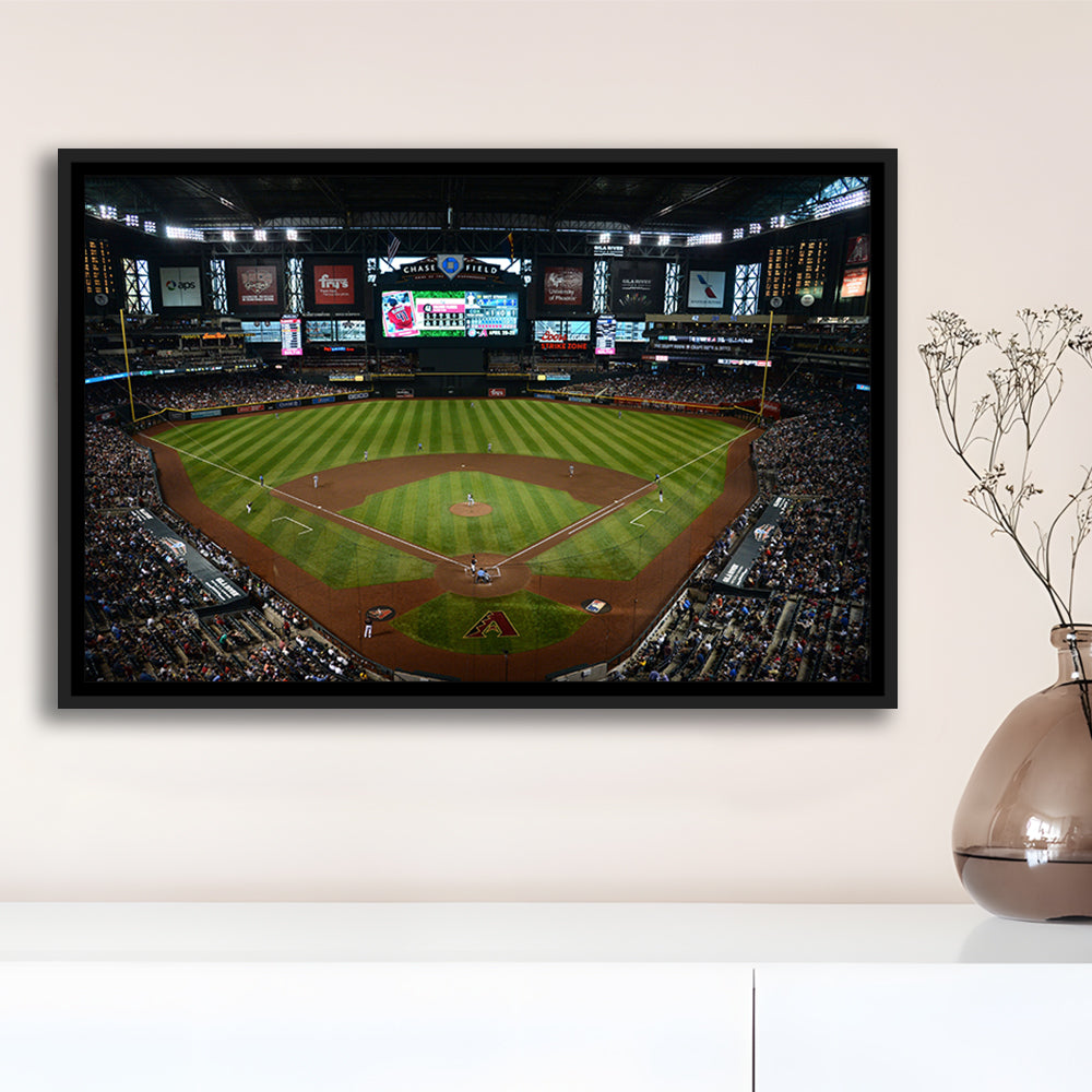 Chase field ball park in Arizona, Stadium Canvas, Sport Art, Framed Canvas Print Wall Art, Floating Frame