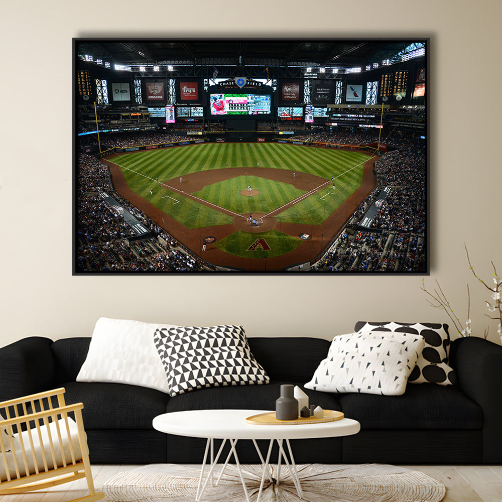 Chase field ball park in Arizona, Stadium Canvas, Sport Art, Framed Canvas Print Wall Art, Floating Frame