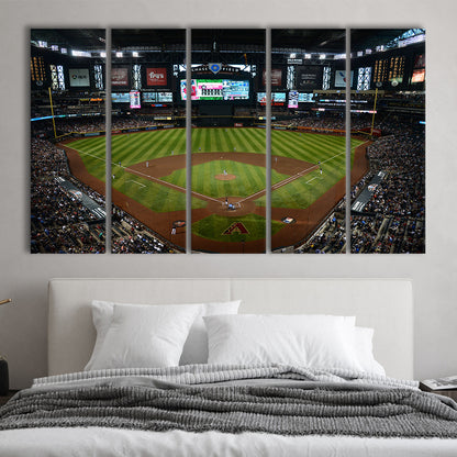 Chase field ball park in Arizona, Stadium Canvas, Sport Art, 5 Panel B, Extra Large Canvas, Canvas Print Wall Art