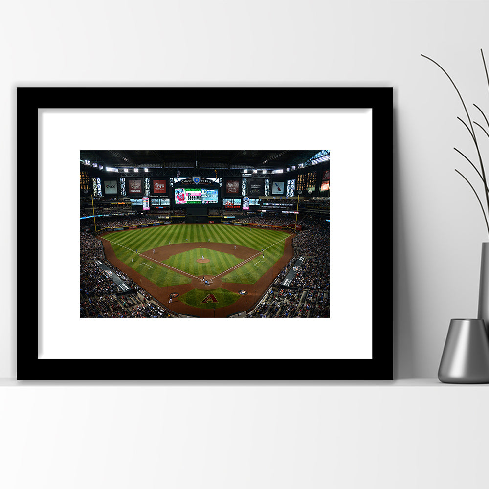 Chase field ball park in Arizona, Stadium Canvas, Sport Art, Gift for him, White Border Framed Art Print Wall Decor