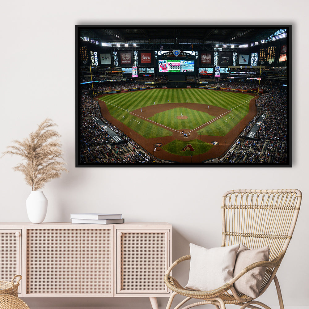 Chase field ball park in Arizona, Stadium Canvas, Sport Art, Framed Canvas Print Wall Art, Floating Frame