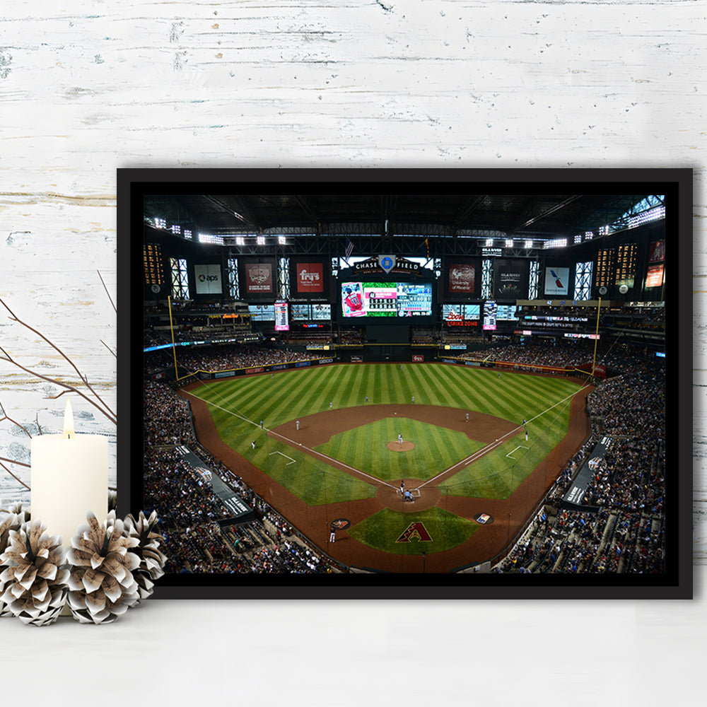 Chase field ball park in Arizona, Stadium Canvas, Sport Art, Framed Canvas Print Wall Art, Floating Frame