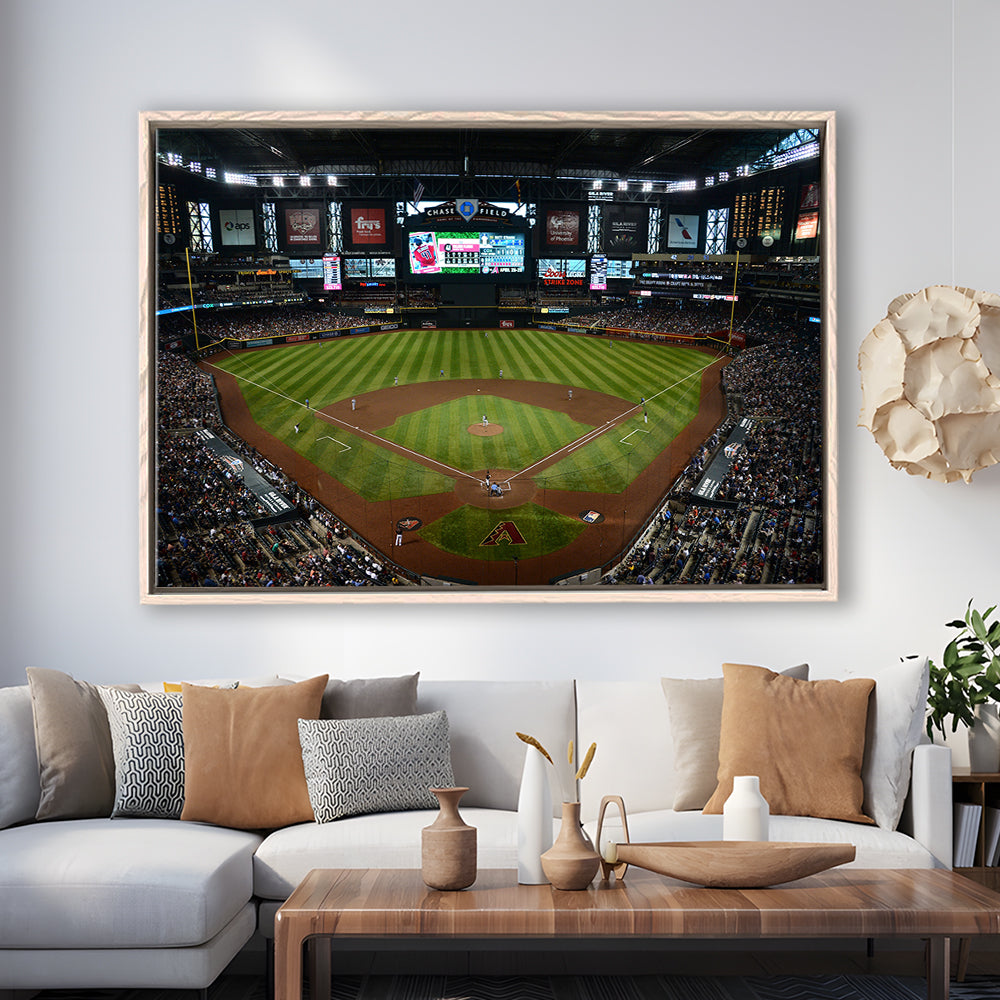 Chase field ball park in Arizona, Stadium Canvas, Sport Art, Framed Canvas Print Wall Art, Floating Frame