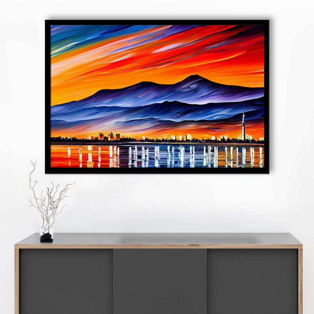 Chattanooga Tennessee Skyline, Chattanooga Painting Wall Art, Sport Gift Art, Framed Art Print Wall Decor