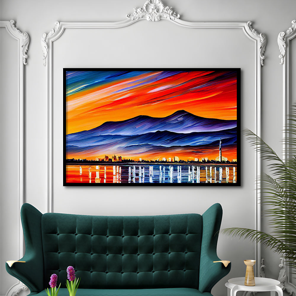 Chattanooga Tennessee Skyline, Chattanooga Painting Wall Art, Sport Gift Art, Framed Art Print Wall Decor