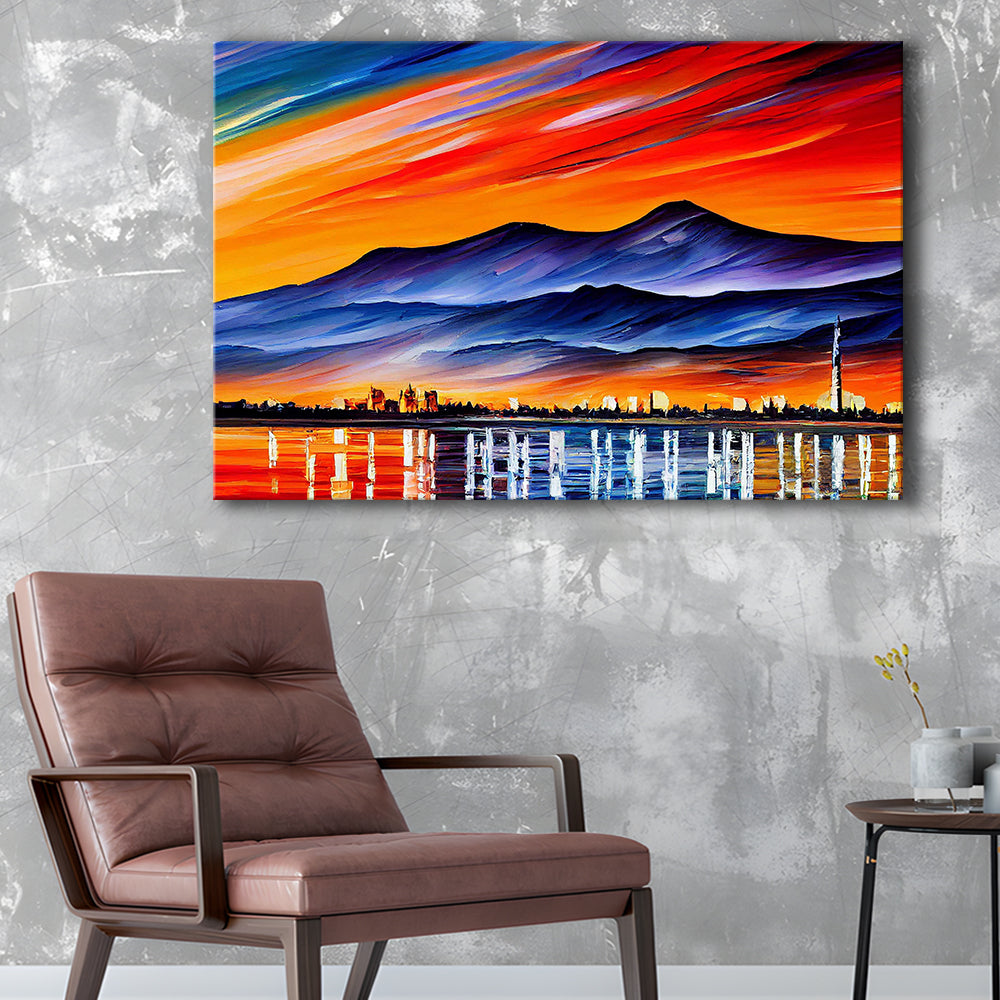 Chattanooga Tennessee Skyline, Chattanooga Painting Wall Art, Sport Art, Gifts for him, Canvas Print Wall Art