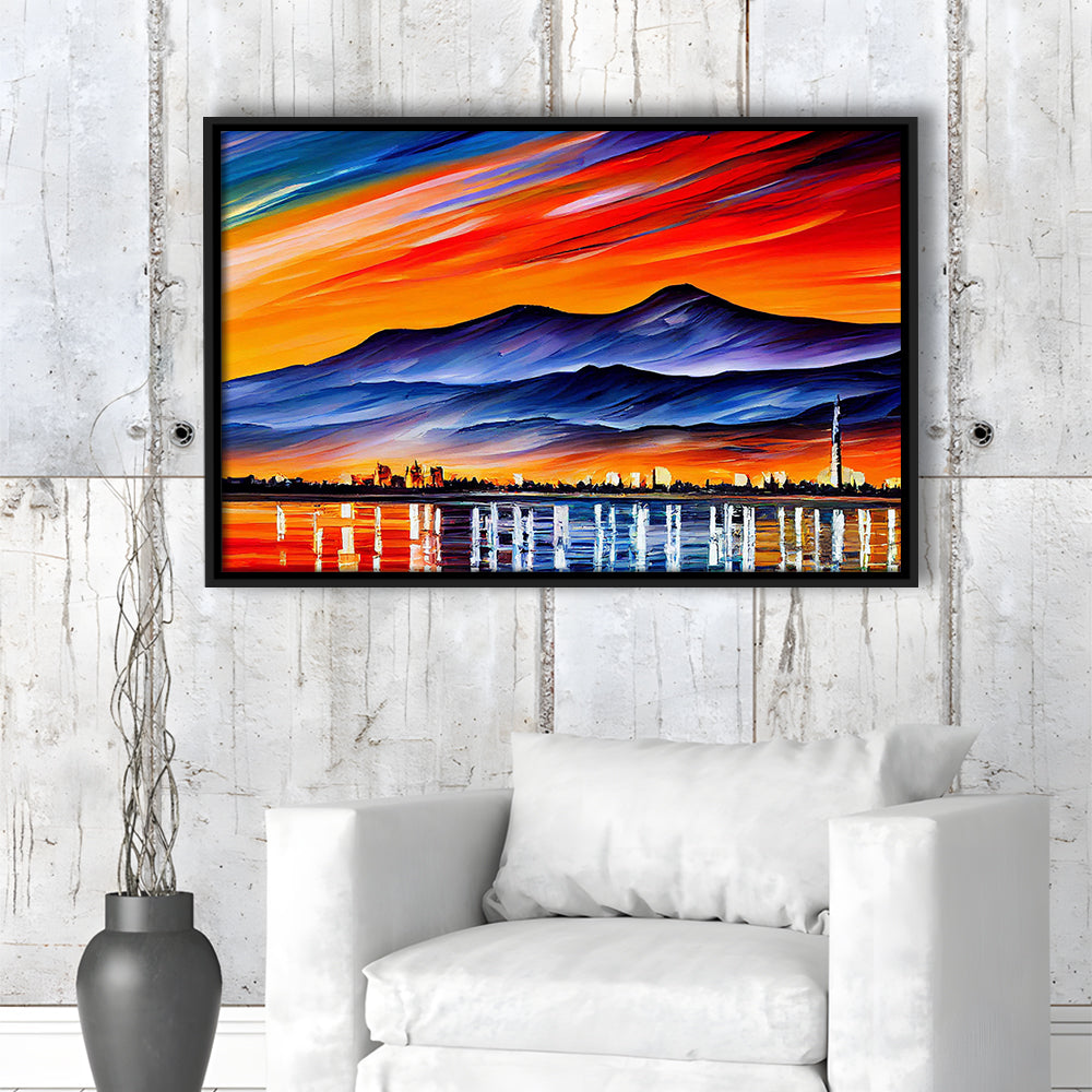 Chattanooga Tennessee Skyline, Chattanooga Painting Wall Art, Sport Gift Art, Framed Canvas Print Wall Art