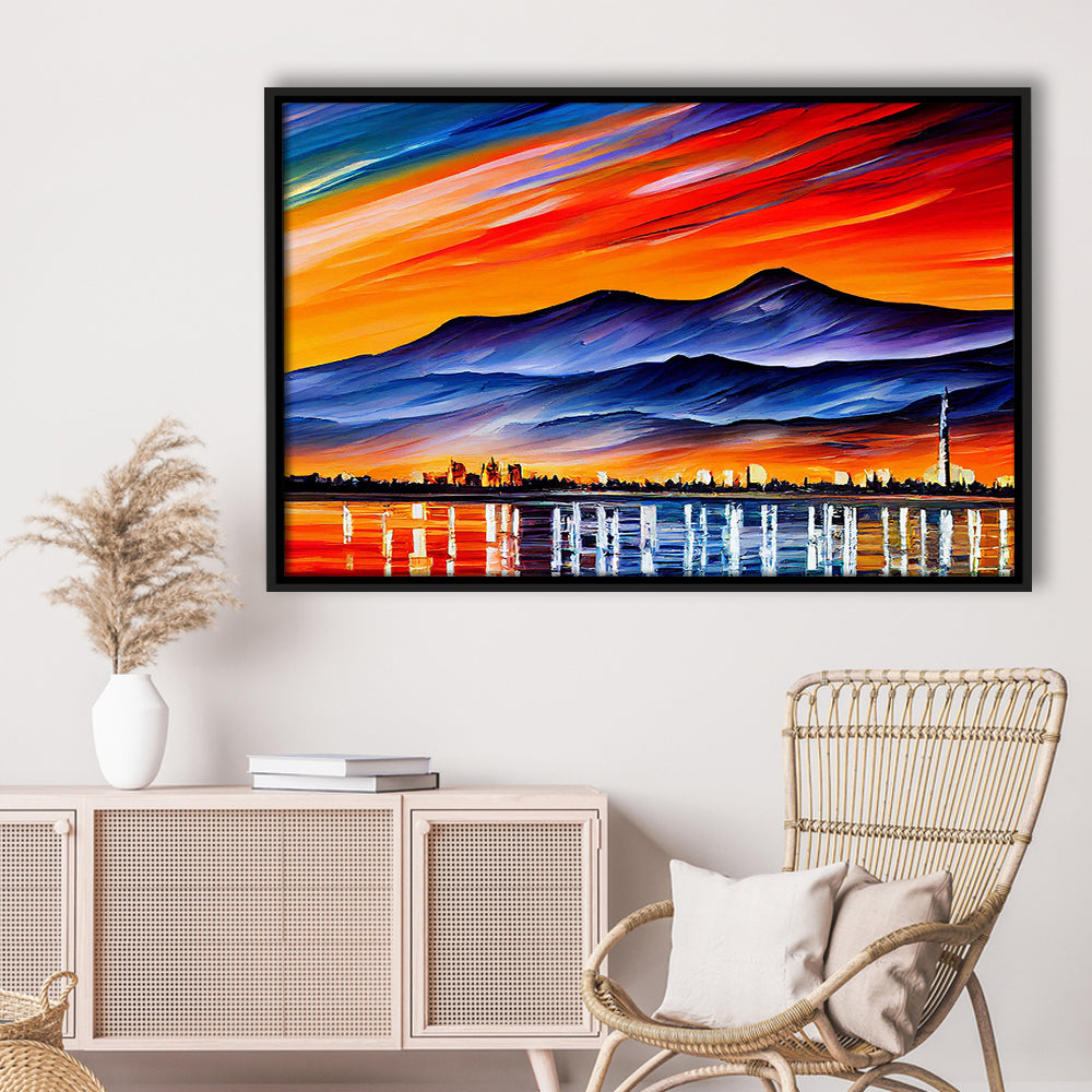 Chattanooga Tennessee Skyline, Chattanooga Painting Wall Art, Sport Gift Art, Framed Canvas Print Wall Art