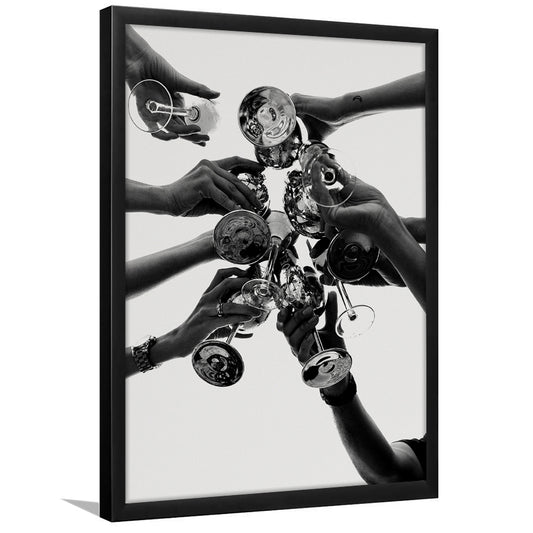 Cheers Print, Black and White, Cocktail Wall Art, Vintage Bar Decor, Dining Room Wall Art, Framed Art Print Wall Decor