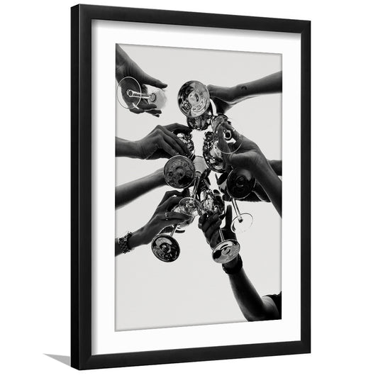 Cheers Print, Black and White, Vintage Bar Decor, Dining Room Wall Art, Framed Art Print White Border Wall Decor