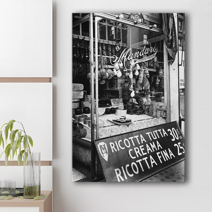 Cheese Shop New York City Black and White Art Kitchen Wall Decor, Canvas Print Wall Art