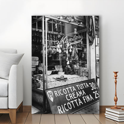 Cheese Shop New York City Black and White Art Kitchen Wall Decor, Canvas Print Wall Art