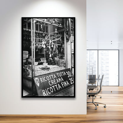 Cheese Shop New York City Black and White Art Kitchen Wall Decor, Framed Art Print Wall Decor