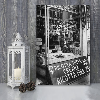 Cheese Shop New York City Black and White Art Kitchen Wall Decor, Canvas Print Wall Art