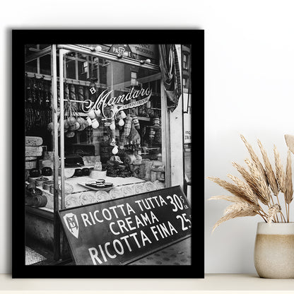Cheese Shop New York City Black and White Art Kitchen Wall Decor, Framed Art Print Wall Decor