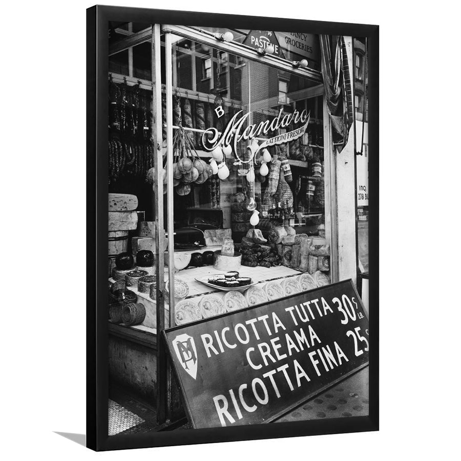 Cheese Shop New York City Black and White Art Kitchen Wall Decor, Framed Art Print Wall Decor