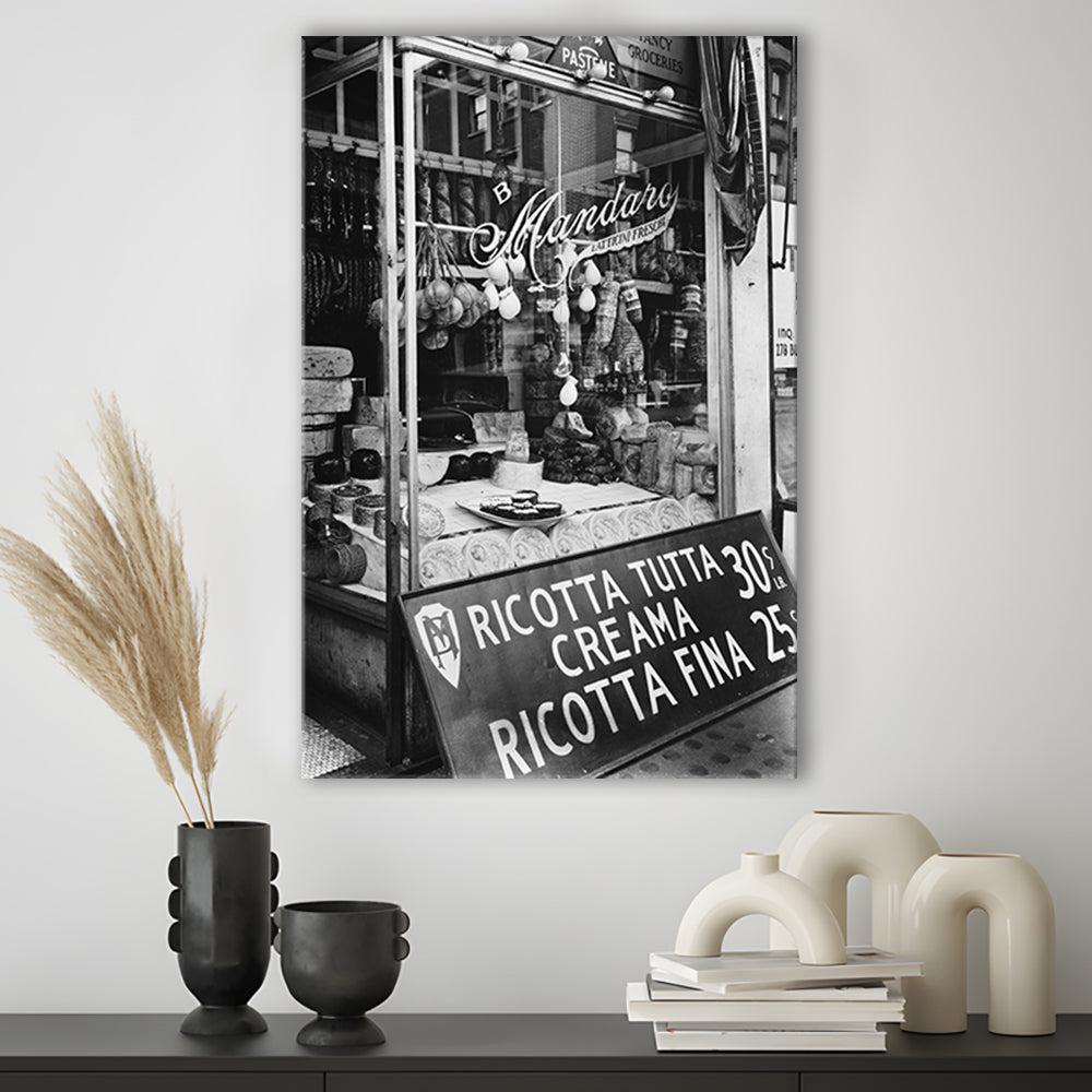 Cheese Shop New York City Black and White Art Kitchen Wall Decor, Canvas Print Wall Art