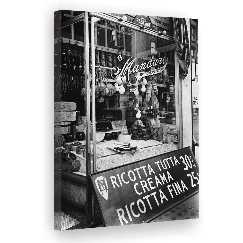 Cheese Shop New York City Black and White Art Kitchen Wall Decor, Canvas Print Wall Art