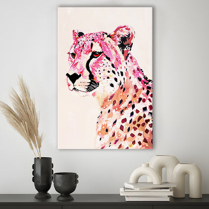 Cheetah Leopard Art Print Glam Preppy Decor Dorm Room, Canvas Print Wall Art, Wall Decor, Painting Canvas