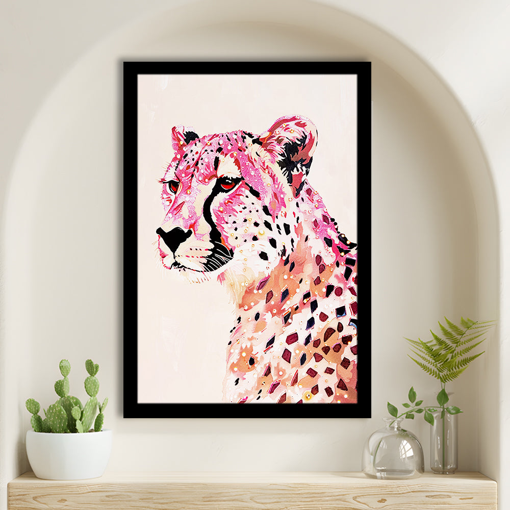 Cheetah Leopard Art Print Glam Preppy Decor Dorm Room, Framed Art Print Wall Decor, Picture Framed