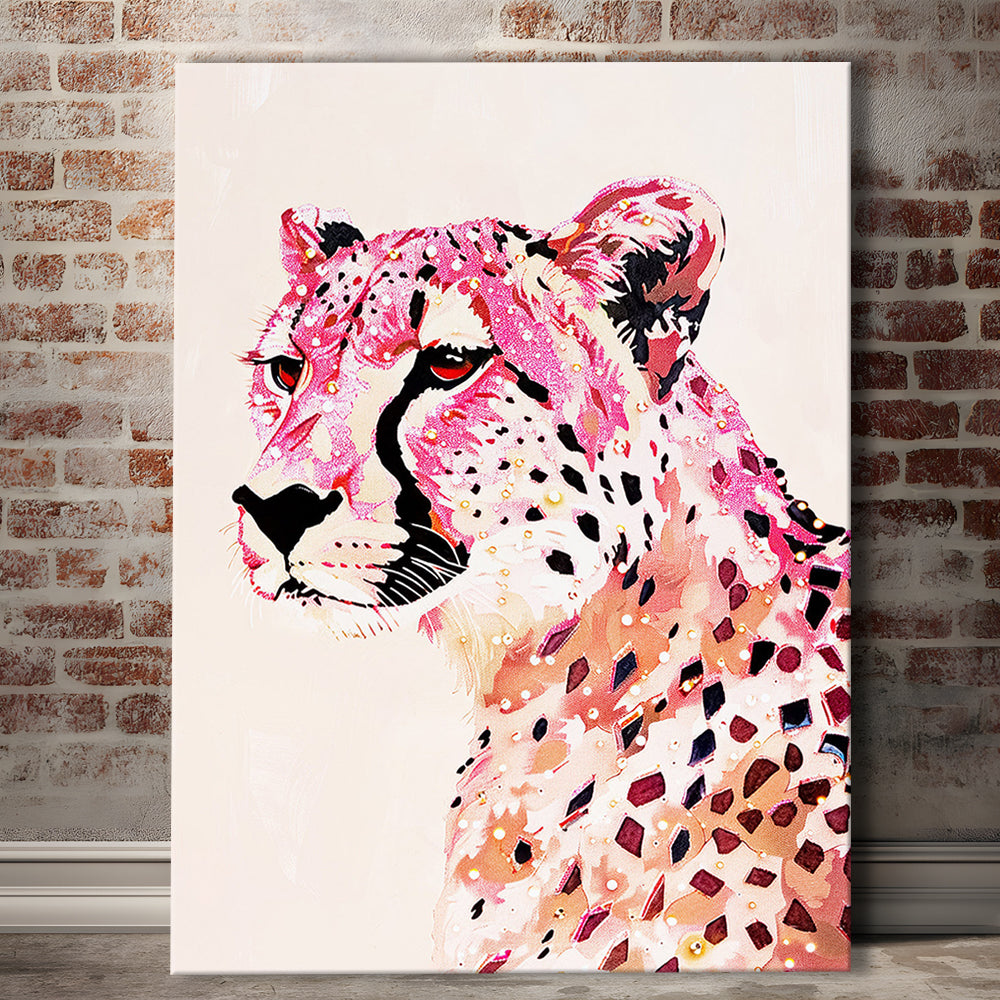 Cheetah Leopard Art Print Glam Preppy Decor Dorm Room, Canvas Print Wall Art, Wall Decor, Painting Canvas