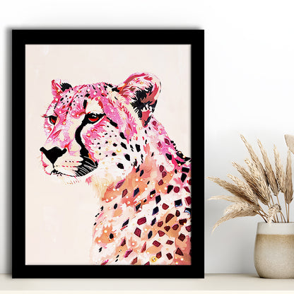 Cheetah Leopard Art Print Glam Preppy Decor Dorm Room, Framed Art Print Wall Decor, Picture Framed
