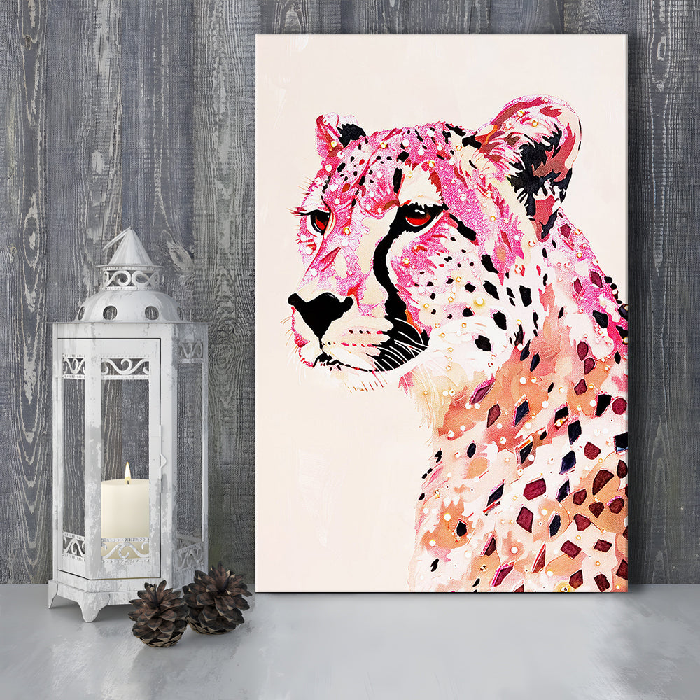 Cheetah Leopard Art Print Glam Preppy Decor Dorm Room, Canvas Print Wall Art, Wall Decor, Painting Canvas