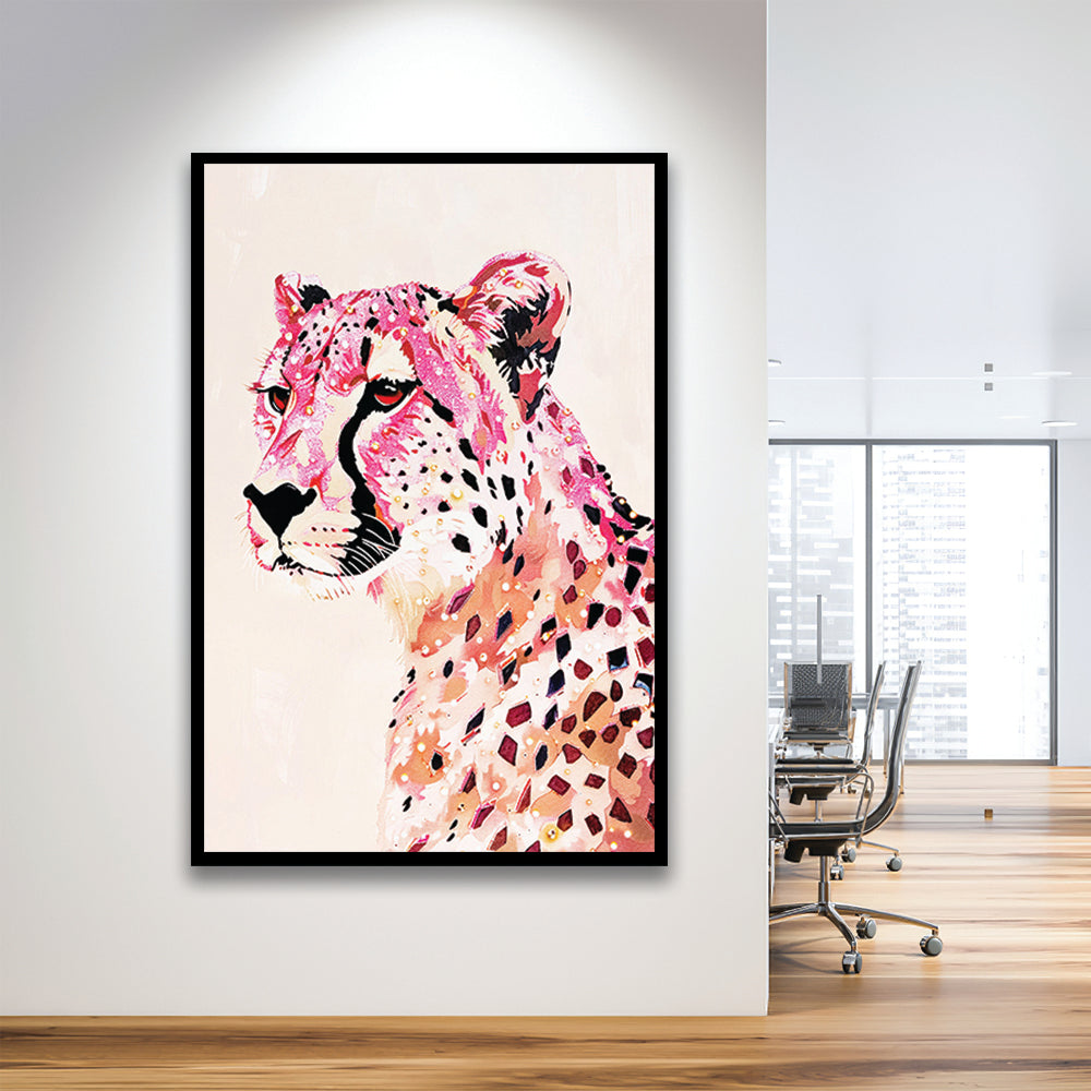 Cheetah Leopard Art Print Glam Preppy Decor Dorm Room, Framed Art Print Wall Decor, Picture Framed