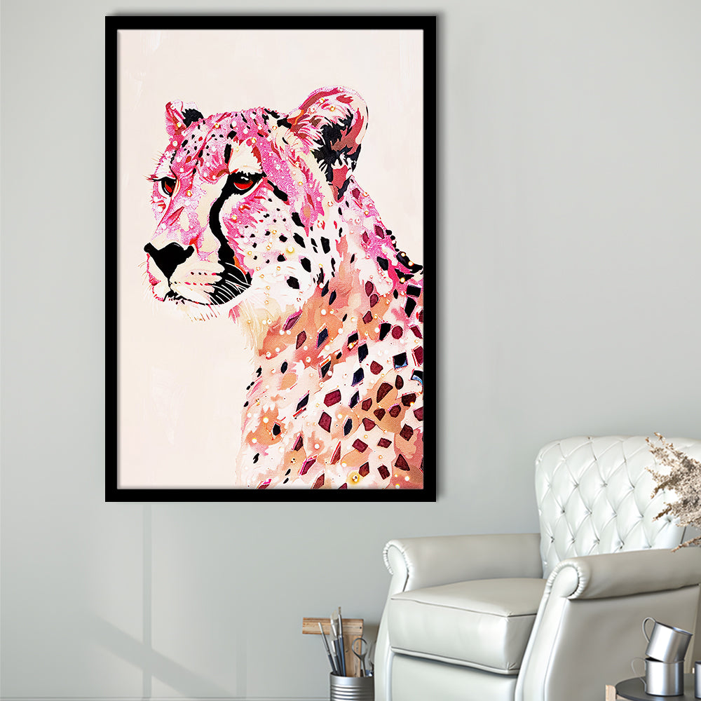 Cheetah Leopard Art Print Glam Preppy Decor Dorm Room, Framed Art Print Wall Decor, Picture Framed