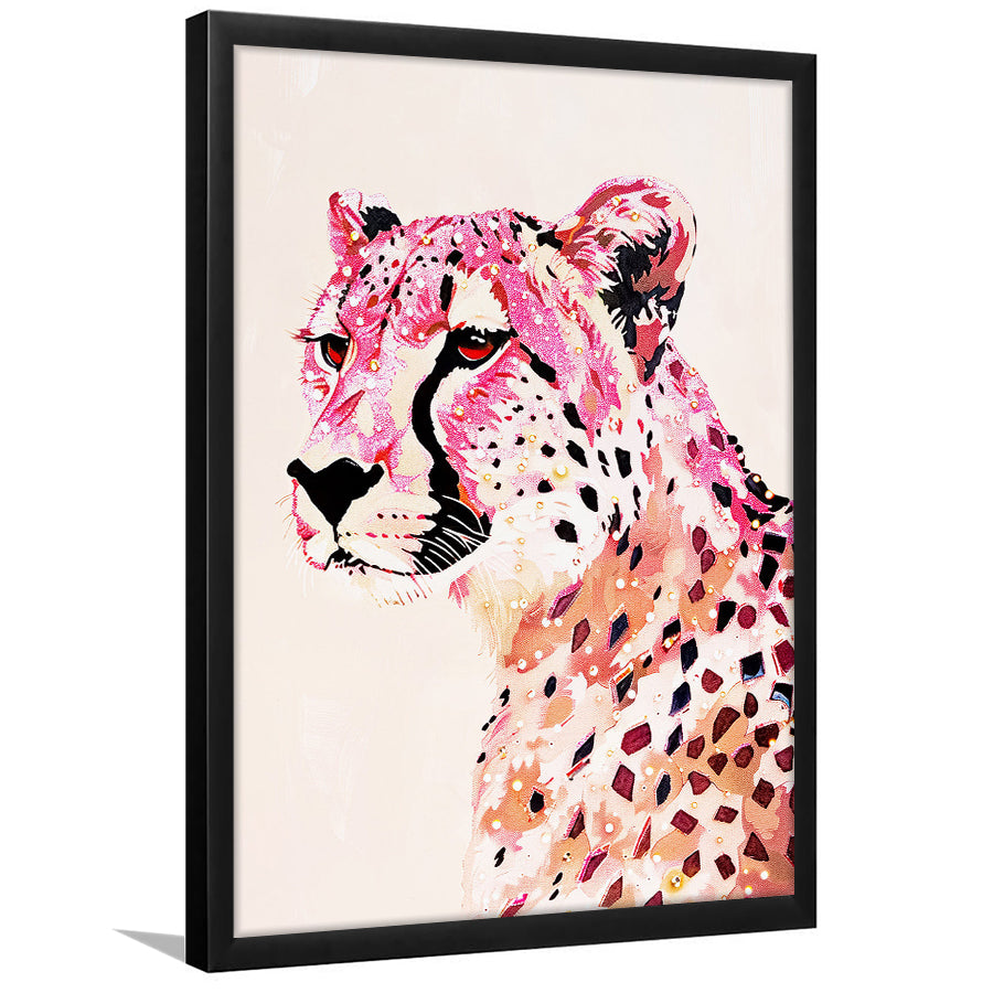Cheetah Leopard Art Print Glam Preppy Decor Dorm Room, Framed Art Print Wall Decor, Picture Framed