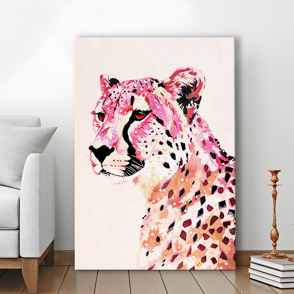 Cheetah Leopard Art Print Glam Preppy Decor Dorm Room, Canvas Print Wall Art, Wall Decor, Painting Canvas