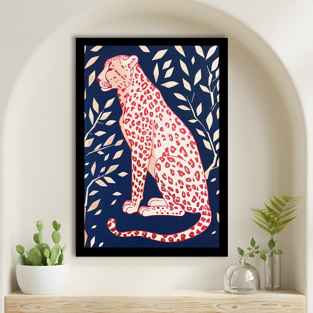 Cheetah Leopard Art Print Preppy Dorm Room Maximalist Trendy, Framed Art Print Wall Decor, Picture Framed