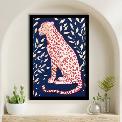 Cheetah Leopard Art Print Preppy Dorm Room Maximalist Trendy, Framed Art Print Wall Decor, Picture Framed