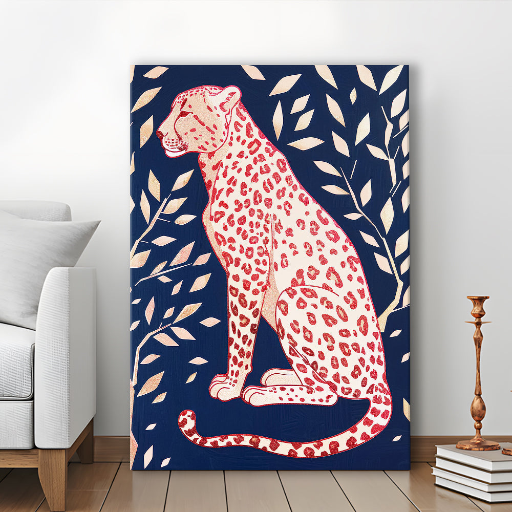Cheetah Leopard Art Print Preppy Dorm Room Maximalist Trendy, Canvas Print Wall Art, Wall Decor, Painting Canvas