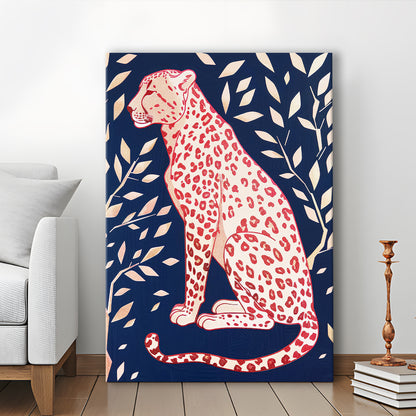 Cheetah Leopard Art Print Preppy Dorm Room Maximalist Trendy, Canvas Print Wall Art, Wall Decor, Painting Canvas