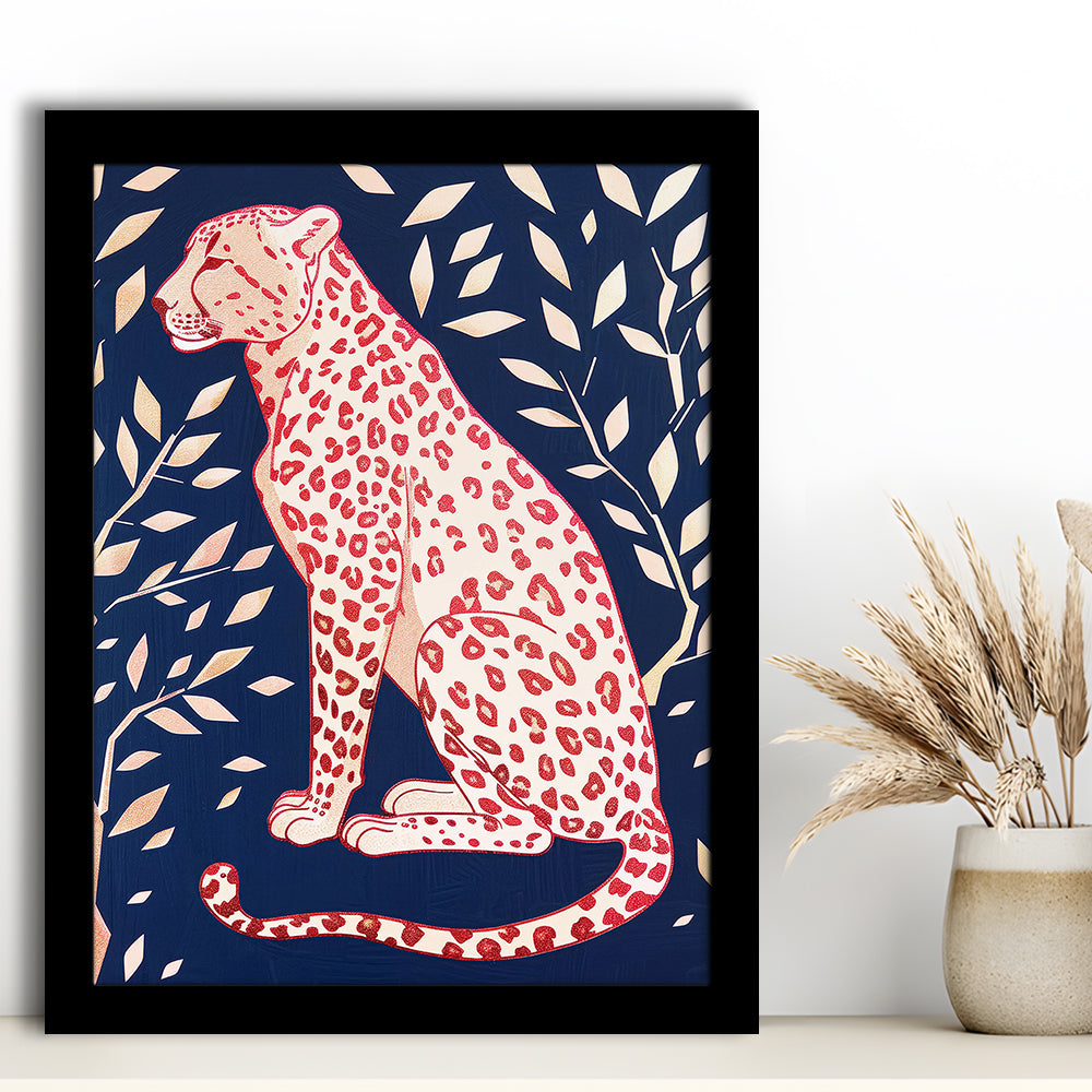 Cheetah Leopard Art Print Preppy Dorm Room Maximalist Trendy, Framed Art Print Wall Decor, Picture Framed