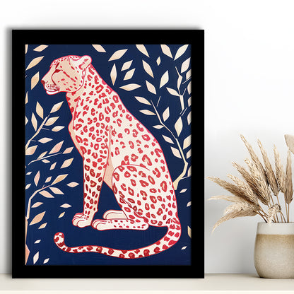 Cheetah Leopard Art Print Preppy Dorm Room Maximalist Trendy, Framed Art Print Wall Decor, Picture Framed