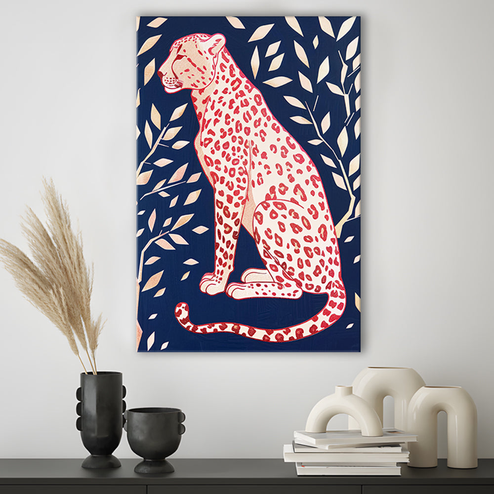 Cheetah Leopard Art Print Preppy Dorm Room Maximalist Trendy, Canvas Print Wall Art, Wall Decor, Painting Canvas