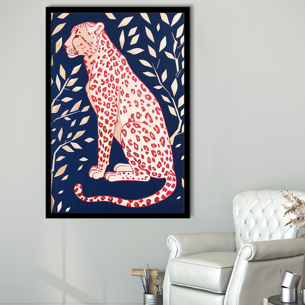 Cheetah Leopard Art Print Preppy Dorm Room Maximalist Trendy, Framed Art Print Wall Decor, Picture Framed