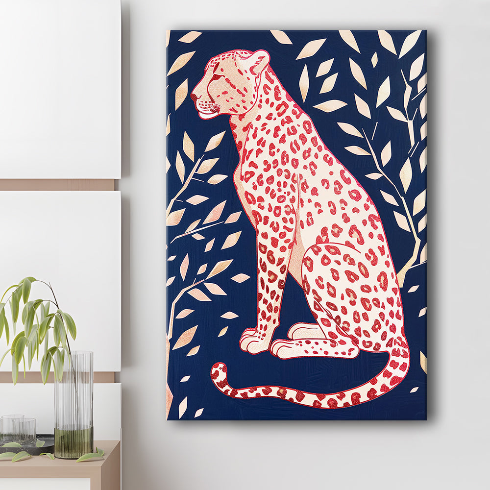 Cheetah Leopard Art Print Preppy Dorm Room Maximalist Trendy, Canvas Print Wall Art, Wall Decor, Painting Canvas