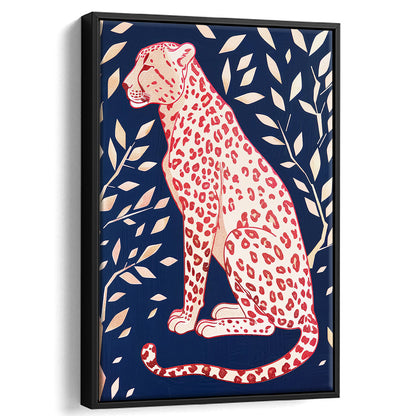 Cheetah Leopard Art Print Preppy Dorm Room Maximalist Trendy, Framed Canvas Print Wall Art, Floating Frame