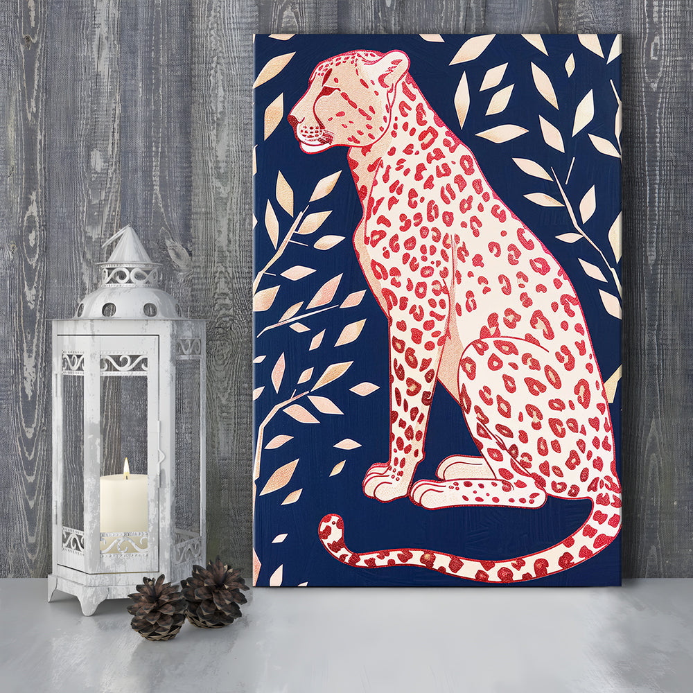Cheetah Leopard Art Print Preppy Dorm Room Maximalist Trendy, Canvas Print Wall Art, Wall Decor, Painting Canvas