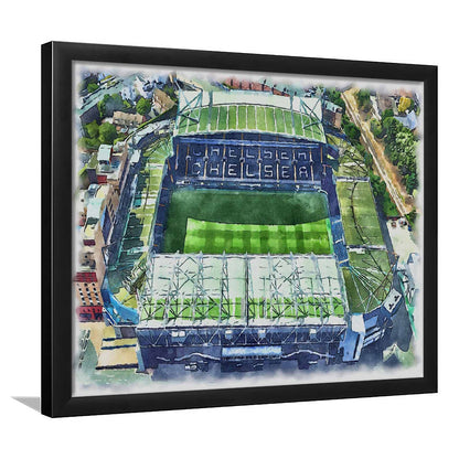 Chelsea FC, Stamford Bridge Painting Stadium Watercolor, Sport Gift Art, Framed Art Print Wall Decor
