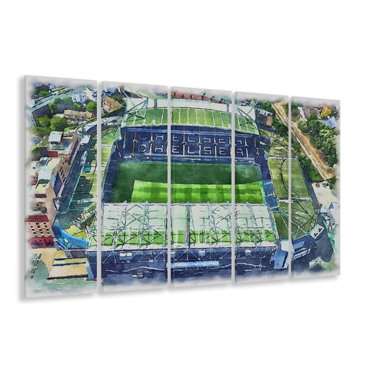 Chelsea FC, Stamford Bridge Painting Stadium Watercolor, Sport Art, Extra Large Canvas Print Wall Art