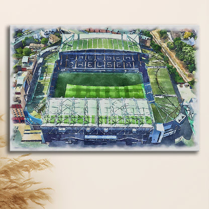 Chelsea FC, Stamford Bridge Painting Stadium Watercolor, Sport Art, Gifts for him, Canvas Print Wall Art